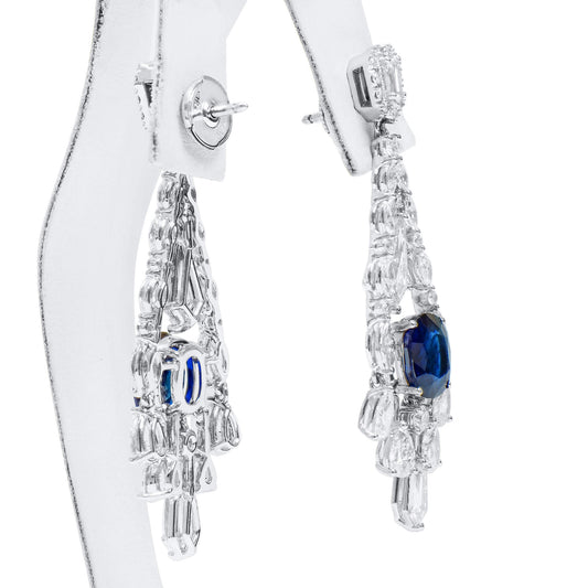 Natural Deep Blue Burma Sapphire Earrings, 10.97 Ct. TW, Oval shape GRS Certified