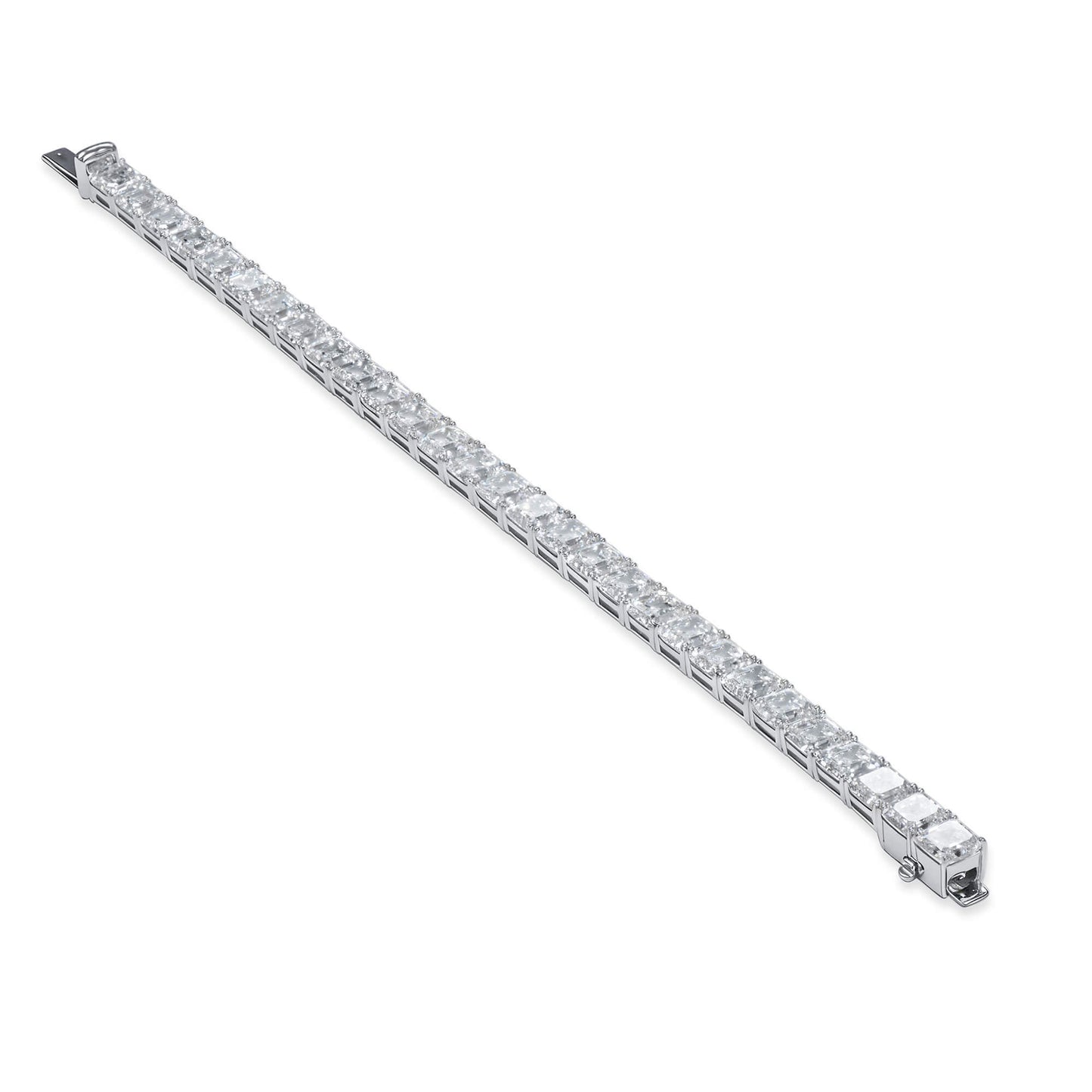 Natural 29.33 Ct. TW Asscher-Cut Diamond Tennis Bracelet, 18K White Gold