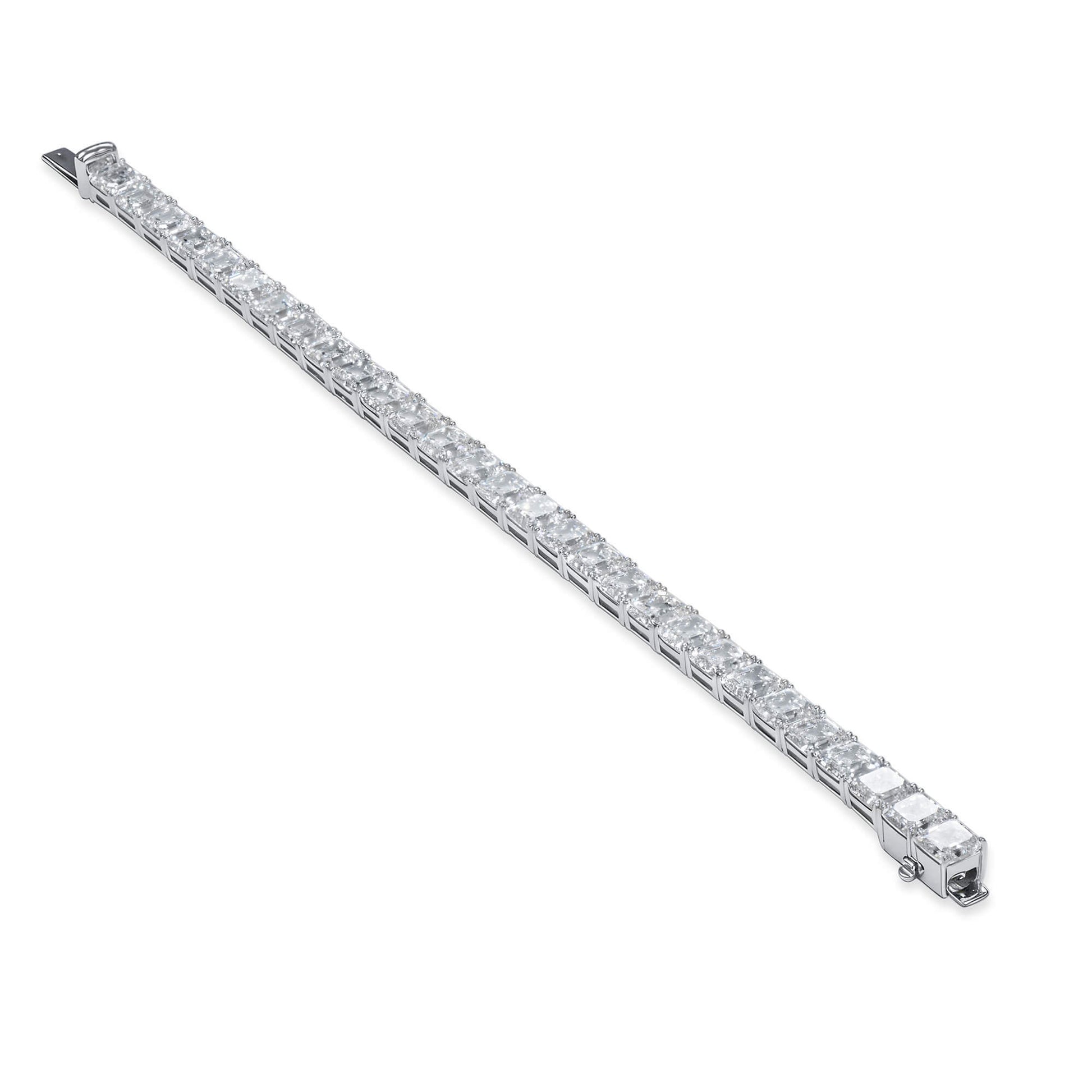 Natural 29.33 Ct. TW Asscher-Cut Diamond Tennis Bracelet, 18K White Gold