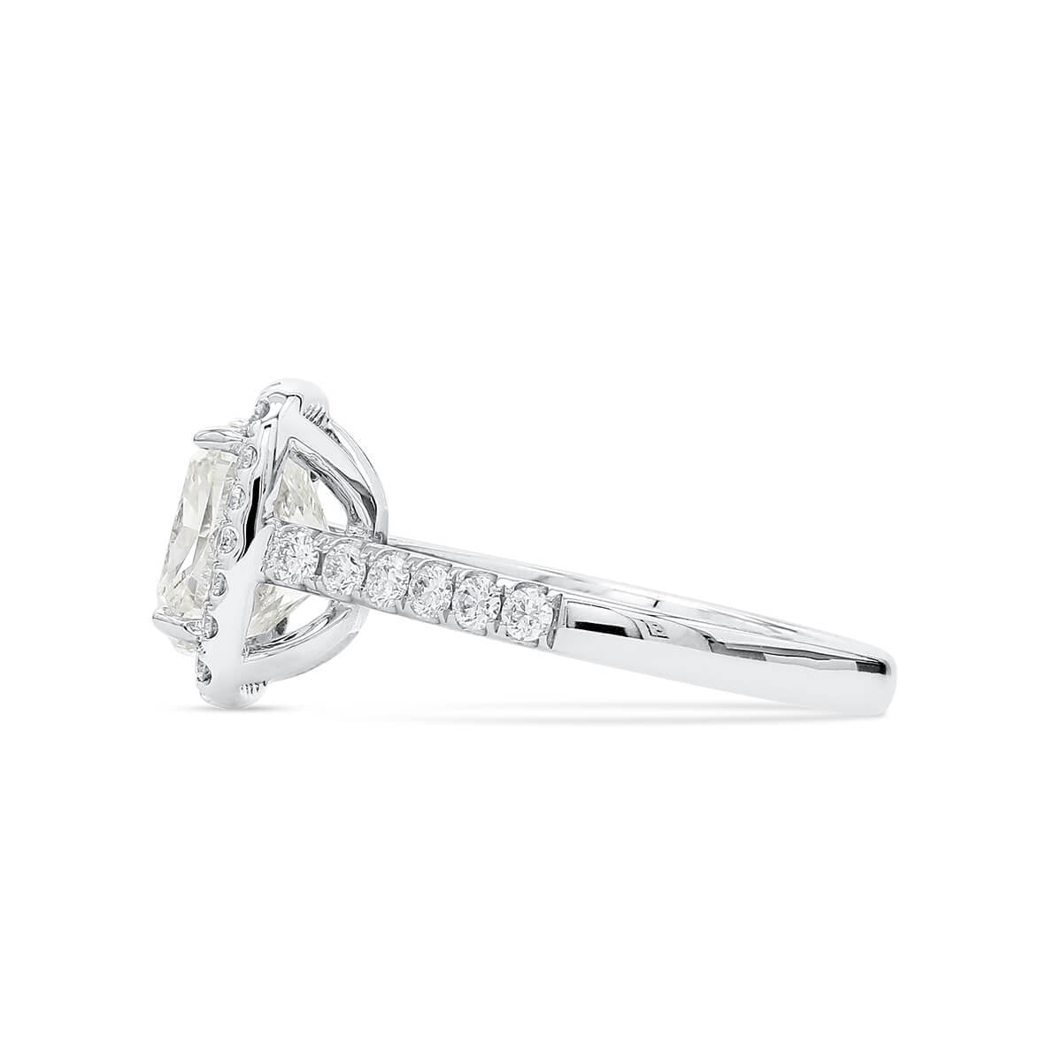 Natural 3.21 Ct. Cushion-Cut Diamond Halo Ring, 18K White Gold