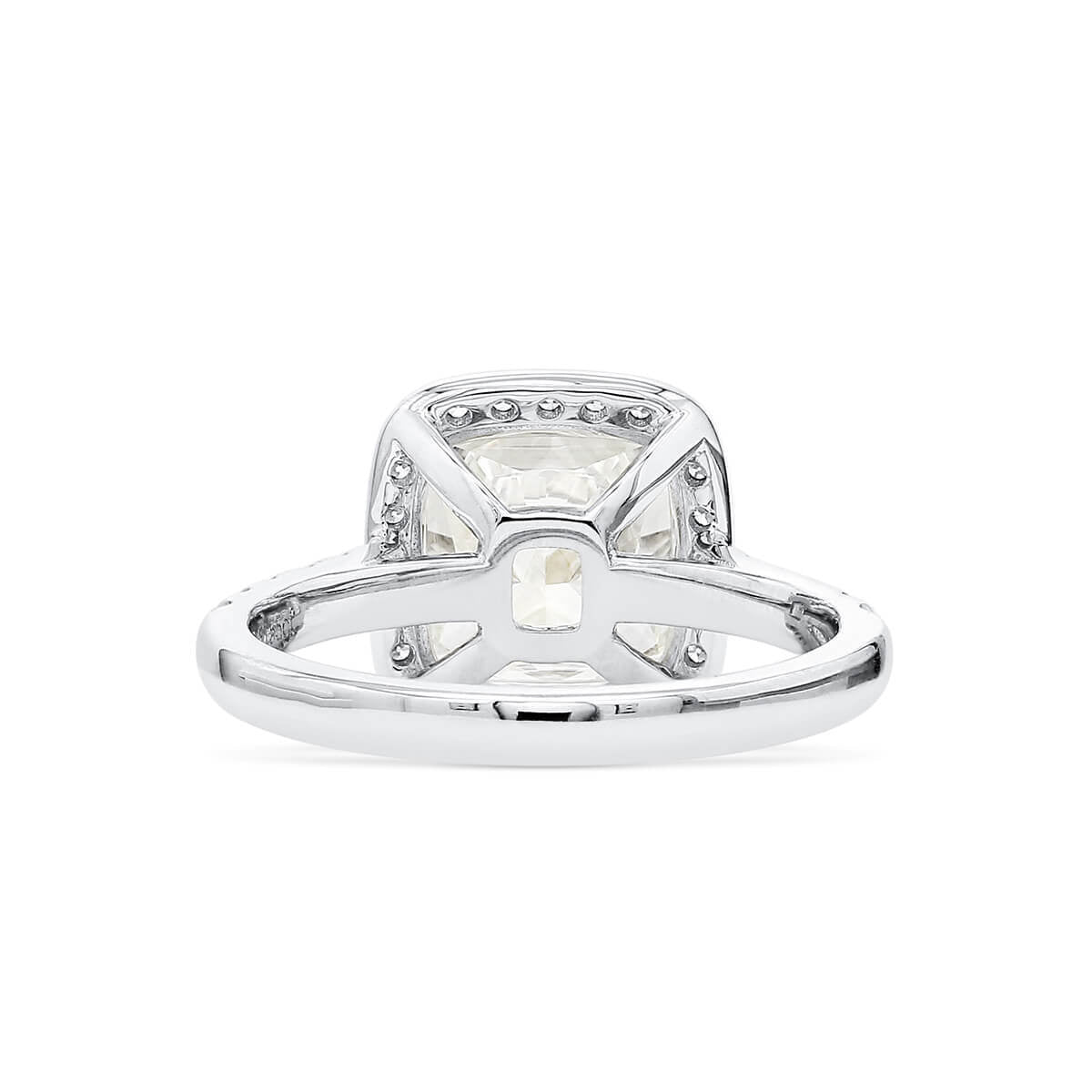 Natural 3.21 Ct. Cushion-Cut Diamond Halo Ring, 18K White Gold