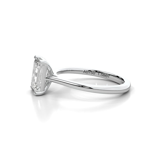 Natural 1.50 Ct. Emerald-Cut Diamond Solitaire Ring, 18K White Gold
