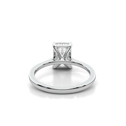 Natural 1.50 Ct. Emerald-Cut Diamond Solitaire Ring, 18K White Gold