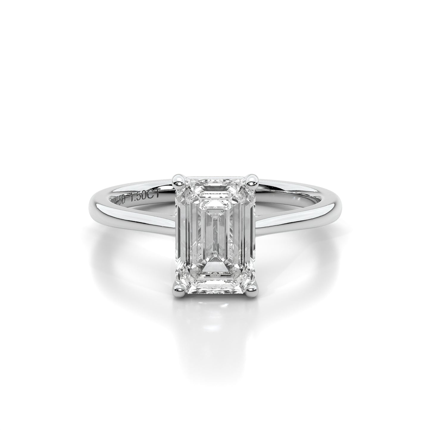 Natural 1.50 Ct. Emerald-Cut Diamond Solitaire Ring, 18K White Gold