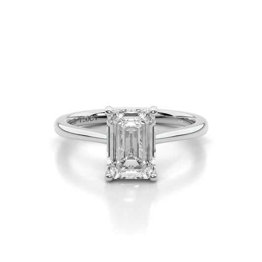 Natural 1.50 Ct. Emerald-Cut Diamond Solitaire Ring, 18K White Gold
