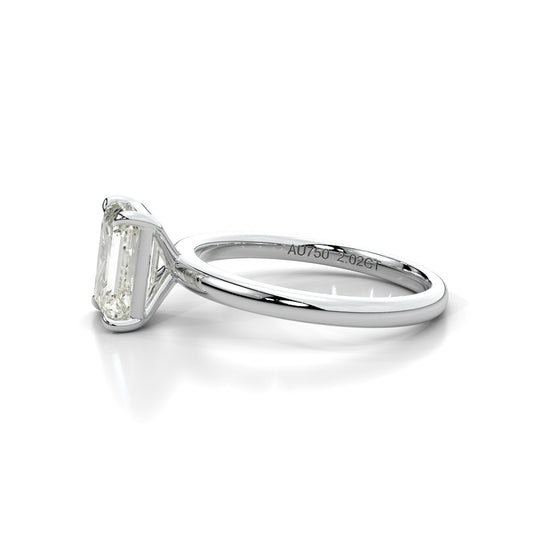 Natural 2.02 Ct. Emerald-Cut Diamond Solitaire Ring, 18K White Gold