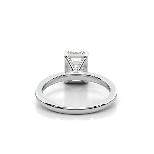 Natural 2.02 Ct. Emerald-Cut Diamond Solitaire Ring, 18K White Gold