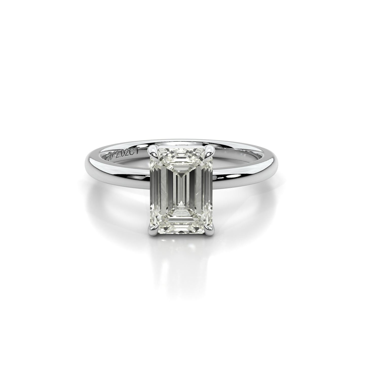 Natural 2.02 Ct. Emerald-Cut Diamond Solitaire Ring, 18K White Gold