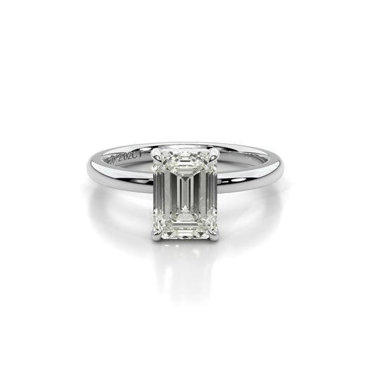 Natural 2.02 Ct. Emerald-Cut Diamond Solitaire Ring, 18K White Gold