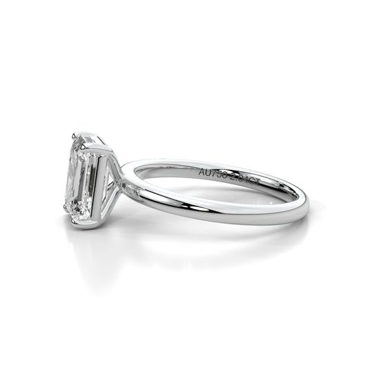Natural 2.04 Ct. Emerald-Cut Diamond Solitaire Ring, 18K White Gold