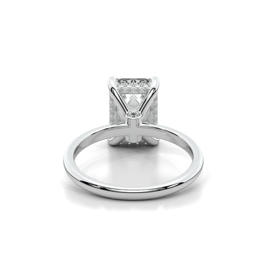 Natural 3.11 Ct. Emerald-Cut Diamond Solitaire Ring, 18K White Gold