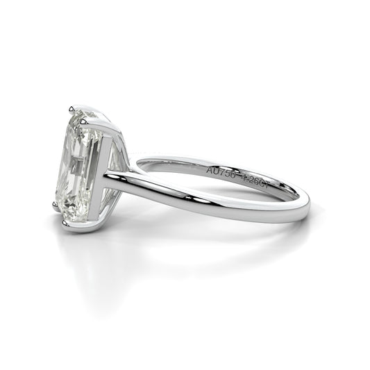 Natural 4.26 Ct. Emerald-Cut Diamond Solitaire Ring, 18K White Gold