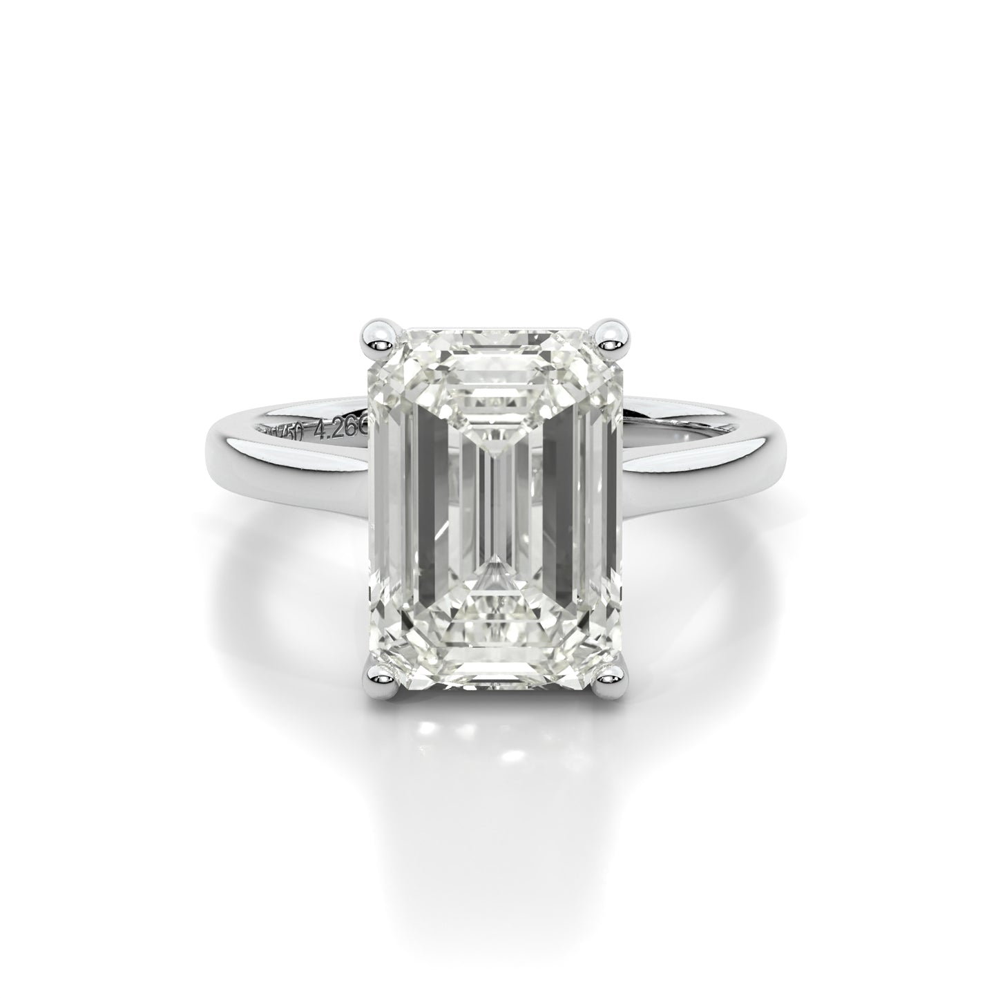 Natural 4.26 Ct. Emerald-Cut Diamond Solitaire Ring, 18K White Gold