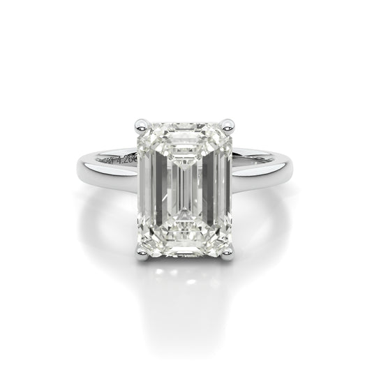 Natural 4.26 Ct. Emerald-Cut Diamond Solitaire Ring, 18K White Gold