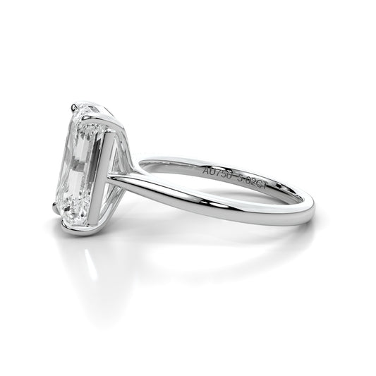 Natural 5.02 Ct. Emerald-Cut Diamond Solitaire Ring, 18K White Gold