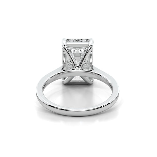 Natural 5.02 Ct. Emerald-Cut Diamond Solitaire Ring, 18K White Gold