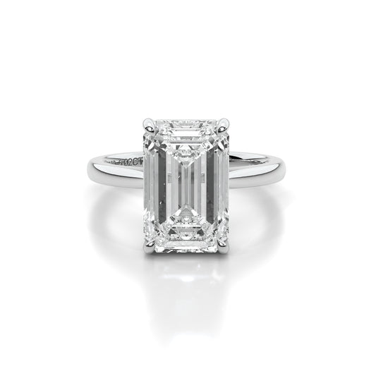 Natural 5.02 Ct. Emerald-Cut Diamond Solitaire Ring, 18K White Gold