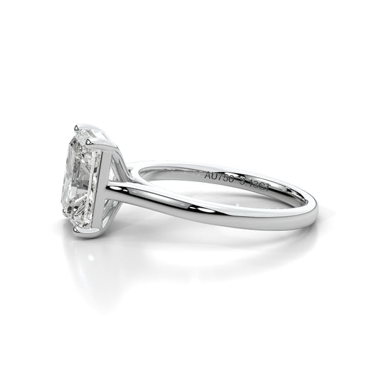 Natural 3.13 Ct. Radiant-Cut Diamond Solitaire Ring, 18K White Gold