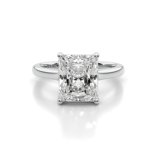 Natural 3.13 Ct. Radiant-Cut Diamond Solitaire Ring, 18K White Gold
