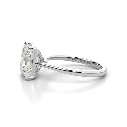 Natural 3.21 Ct. Radiant-Cut Diamond Solitaire Ring, 18K White Gold
