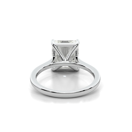 Natural 3.21 Ct. Radiant-Cut Diamond Solitaire Ring, 18K White Gold