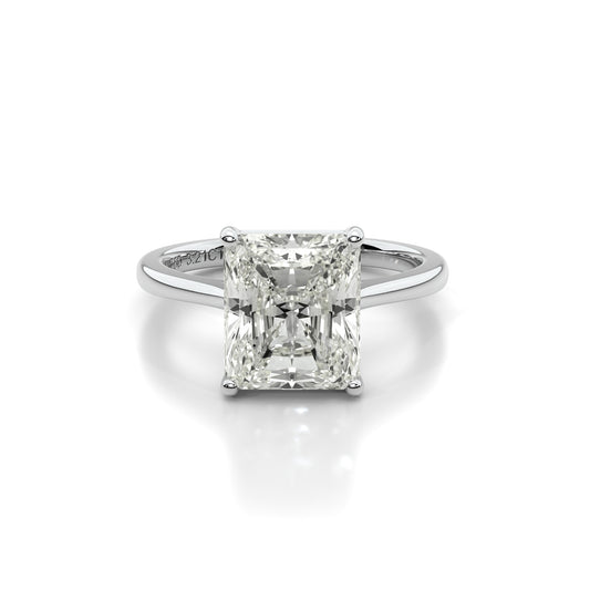Natural 3.21 Ct. Radiant-Cut Diamond Solitaire Ring, 18K White Gold
