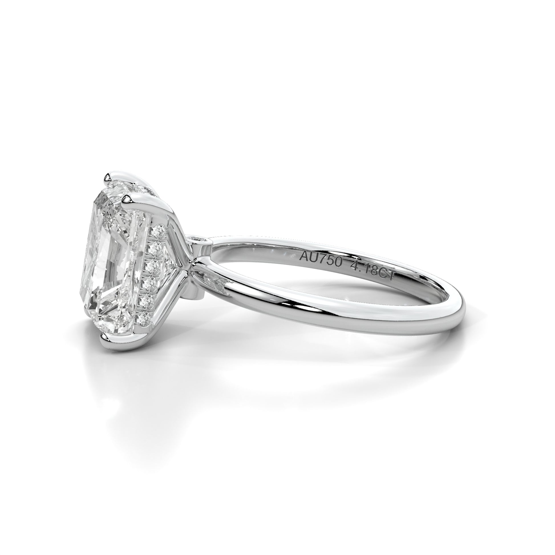 Natural 4.18 Ct. Radiant-Cut Diamond Solitaire Ring, 18K White Gold