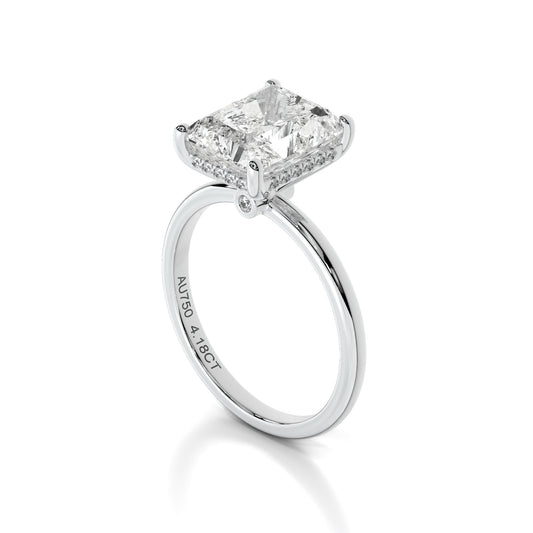 Natural 4.18 Ct. Radiant-Cut Diamond Solitaire Ring, 18K White Gold