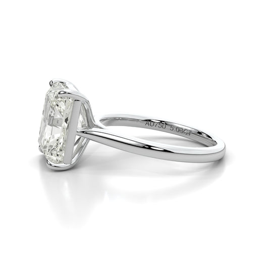 Natural 5.03 Ct. Radiant-Cut Diamond Solitaire Ring, 18K White Gold