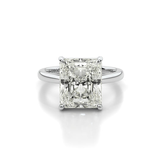 Natural 5.03 Ct. Radiant-Cut Diamond Solitaire Ring, 18K White Gold