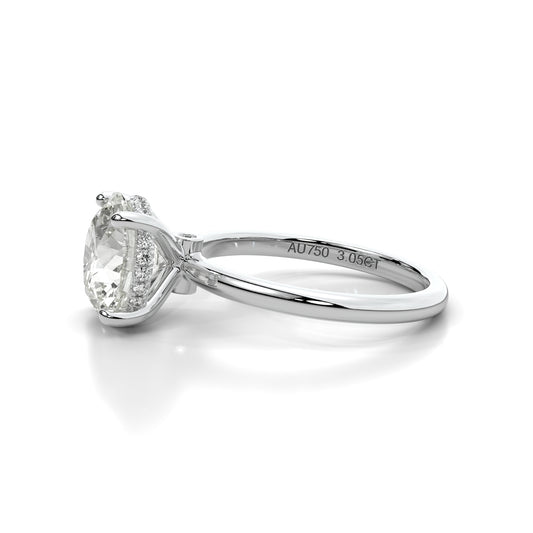 Natural 3.05 Ct. Round-Cut Diamond Solitaire Ring, 18K White Gold