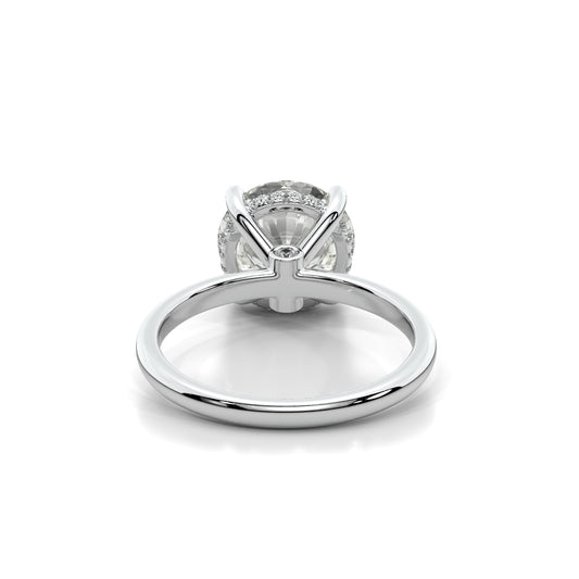 Natural 3.05 Ct. Round-Cut Diamond Solitaire Ring, 18K White Gold