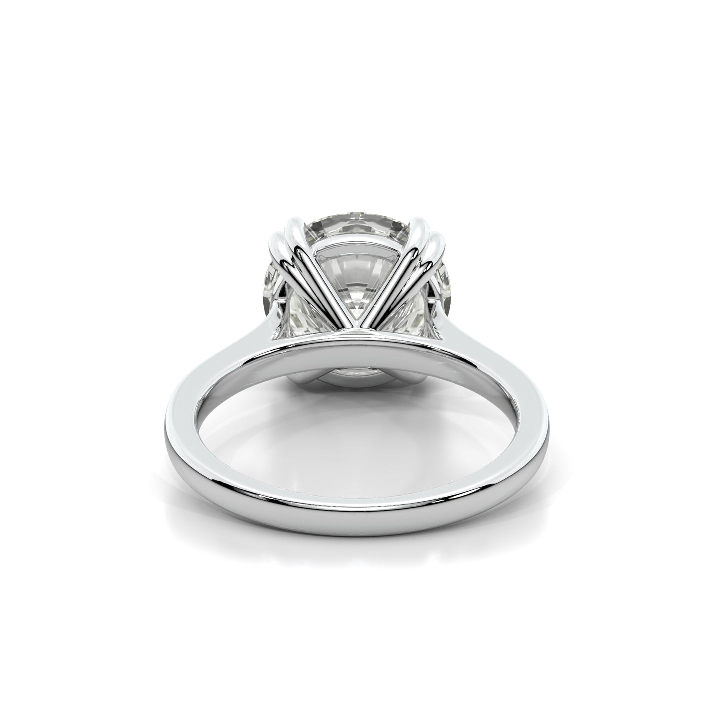 Natural 4.08 Ct. Round-Cut Diamond Solitaire Ring, 18K White Gold