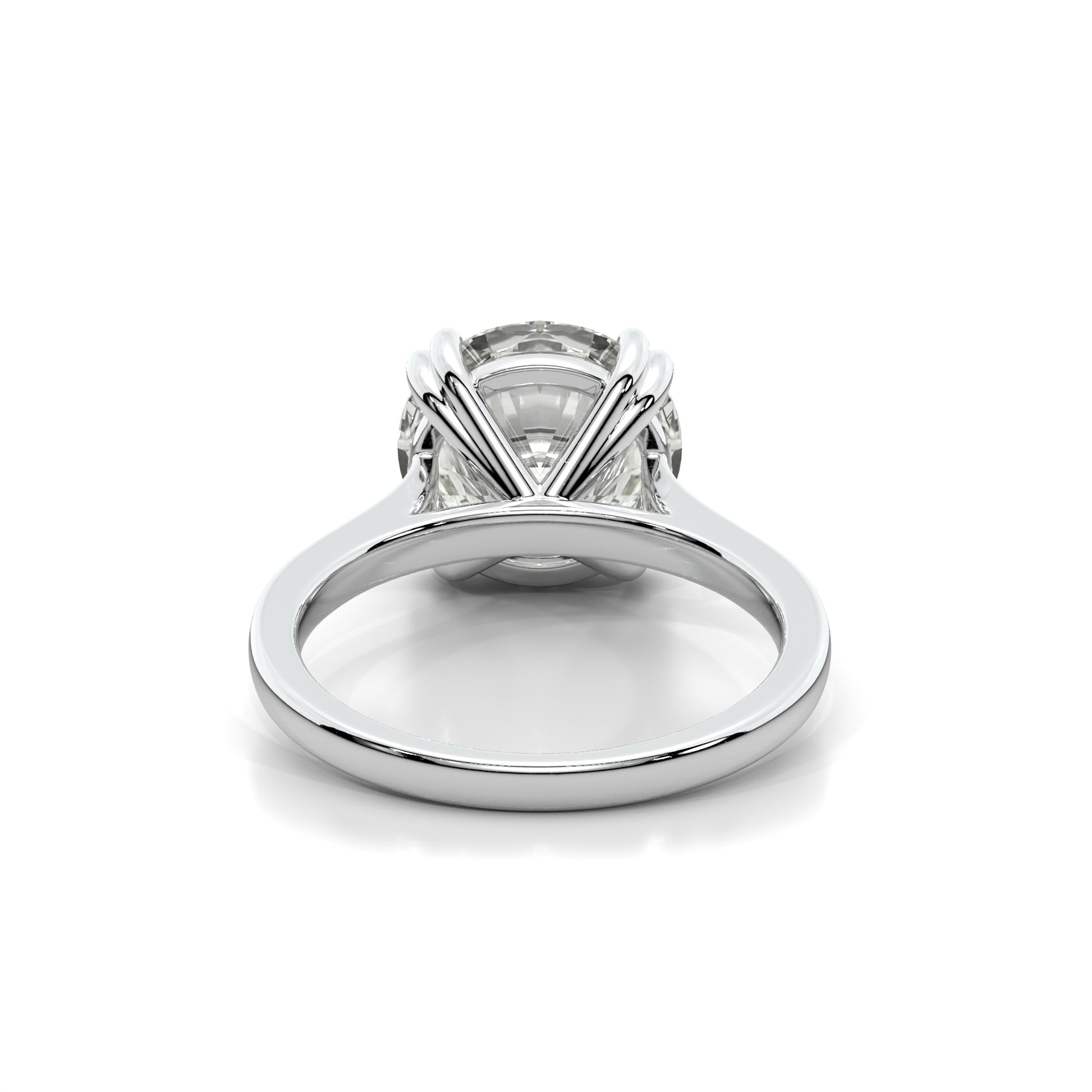 Natural 4.08 Ct. Round-Cut Diamond Solitaire Ring, 18K White Gold