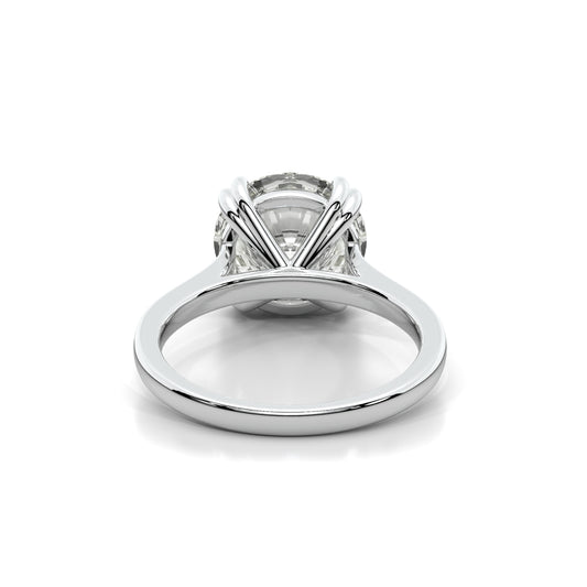 Natural 4.08 Ct. Round-Cut Diamond Solitaire Ring, 18K White Gold