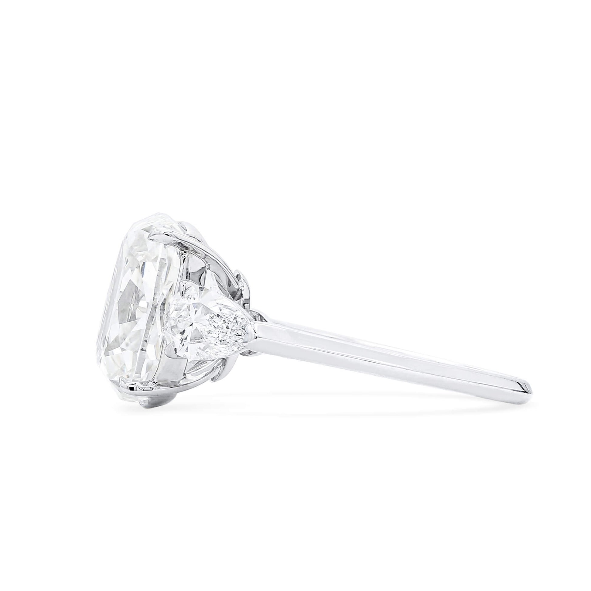 Natural 8.01 Ct. Cushion-Cut Diamond Three Stone Ring, 18K White Gold