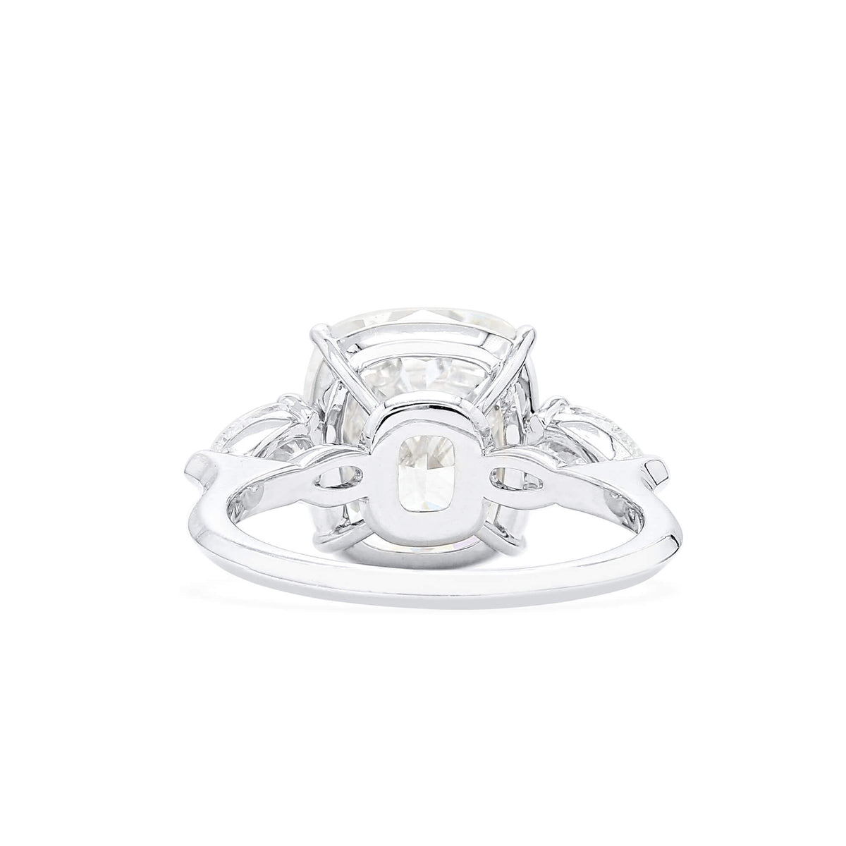 Natural 8.01 Ct. Cushion-Cut Diamond Three Stone Ring, 18K White Gold