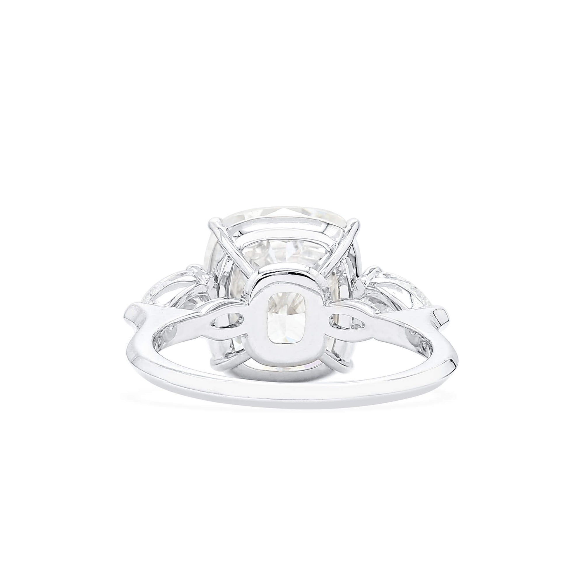 Natural 8.01 Ct. Cushion-Cut Diamond Three Stone Ring, 18K White Gold