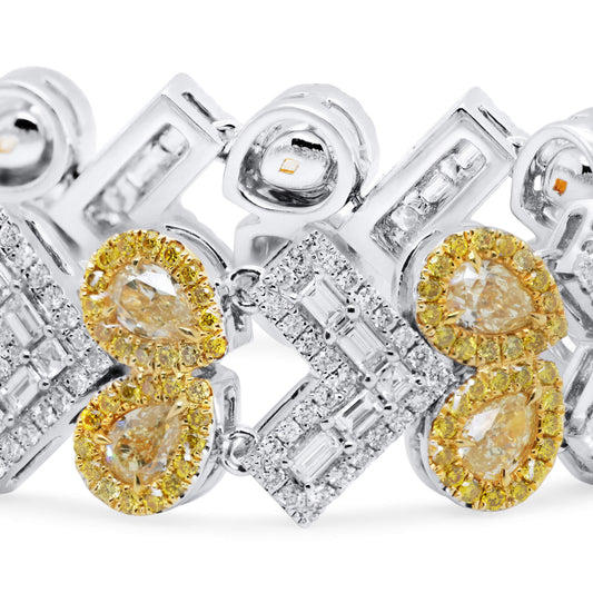 Fancy Yellow Diamond Bracelet, 12.06 Ct. TW, Pear shape