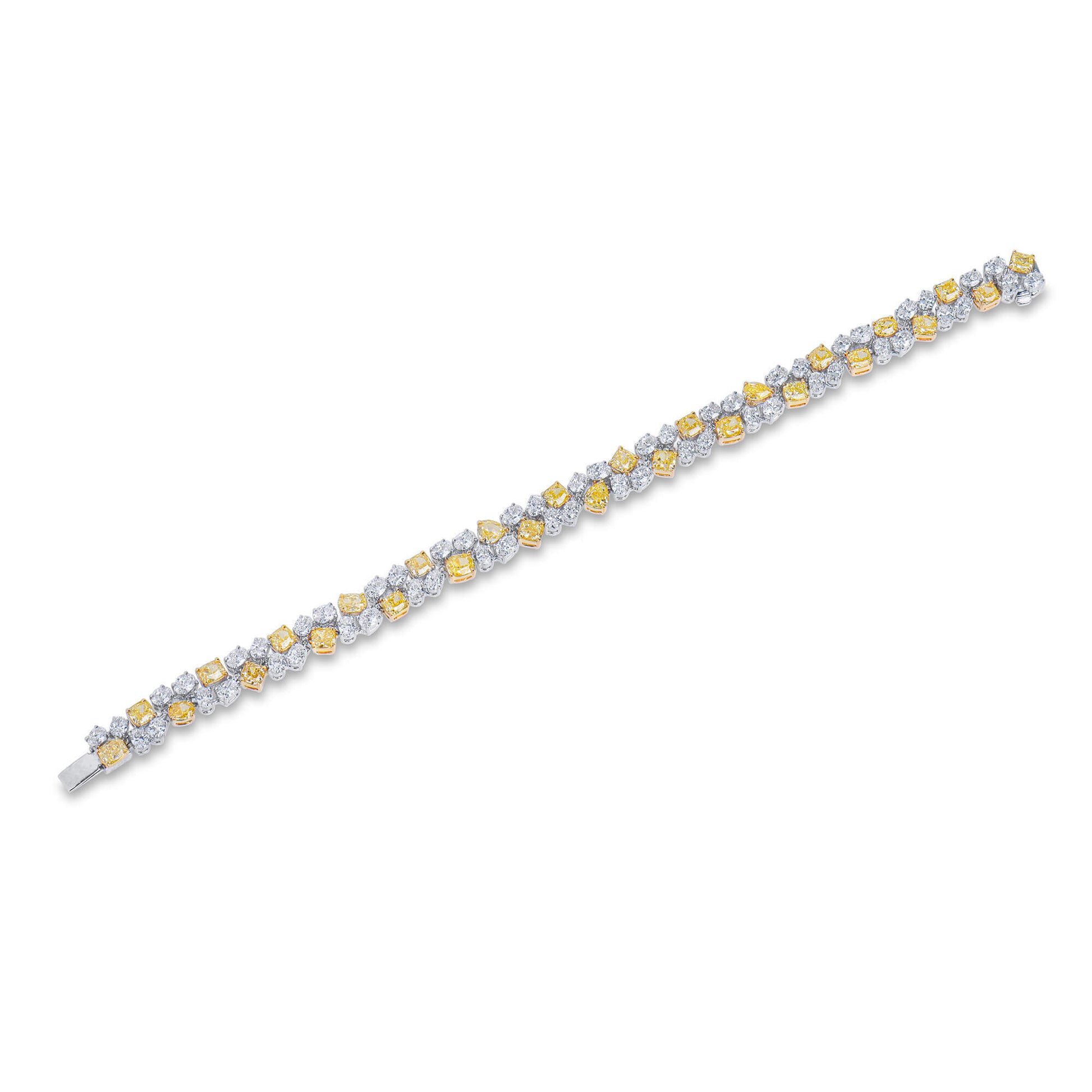 Natural 12.37 Ct. TW Fancy Yellow & White Diamond Bracelet, 18K White & Yellow Gold