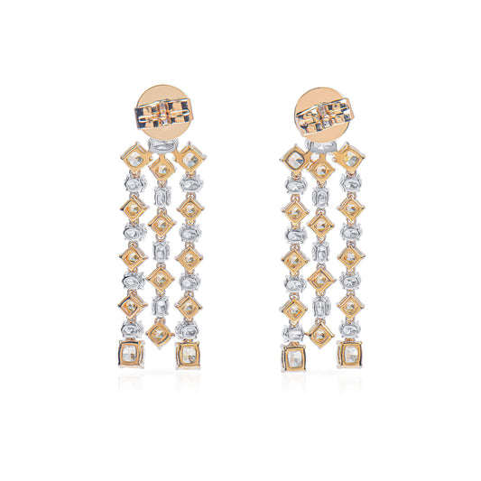 Natural Fancy Yellow & Diamond Chandelier Earrings, 18K White & Yellow Gold, 8.37 Ct. TW