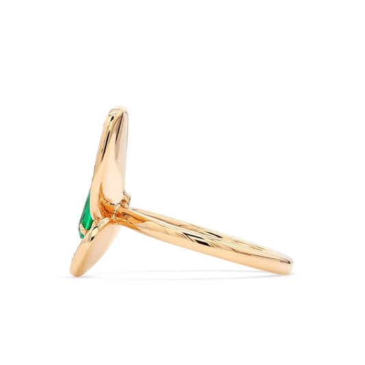 Natural Green Colombian Emerald Ring, 18K White & Rose Gold, Oval Shape, 1.35 Ct. TW