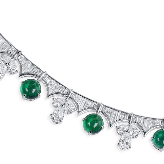 Natural Green Colombia Emerald Necklace, 37.43 Ct. TW, Round shape, GRS Certified