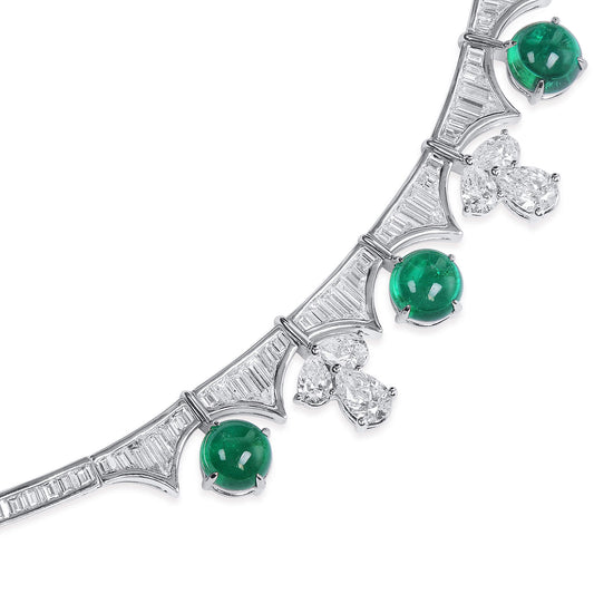 Natural Green Colombia Emerald Necklace, 37.43 Ct. TW, Round shape, GRS Certified