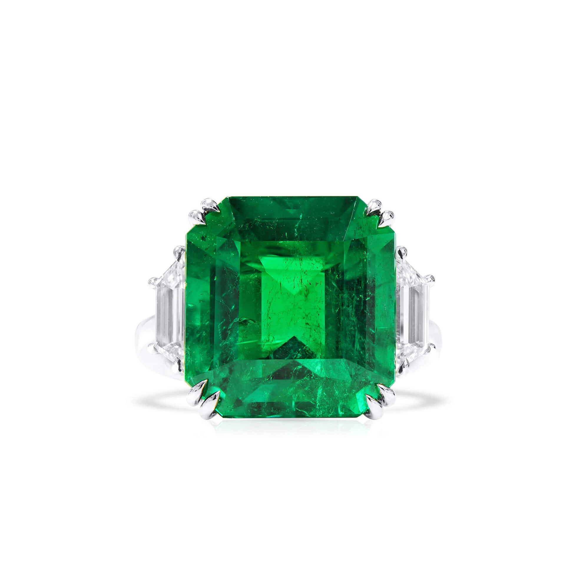 Natural Green Colombia Emerald Ring, 17.20 Ct. TW, Octagonal shape, GUBELIN Certified