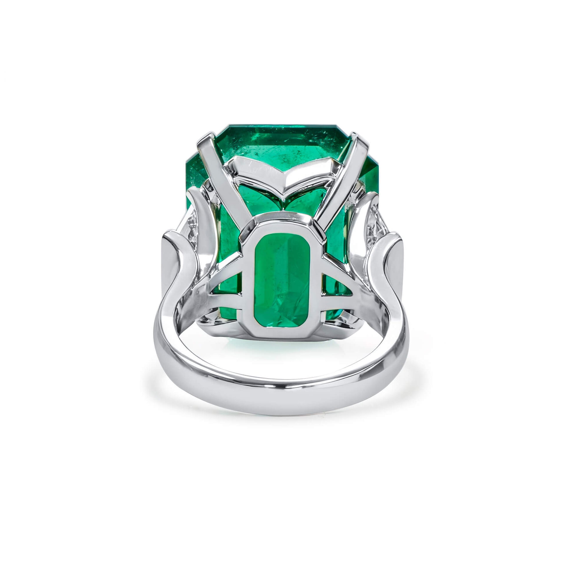 Natural Green Colombian Emerald Ring, 26.46 Ct. TW, Radiant shape, GUBELIN Certified