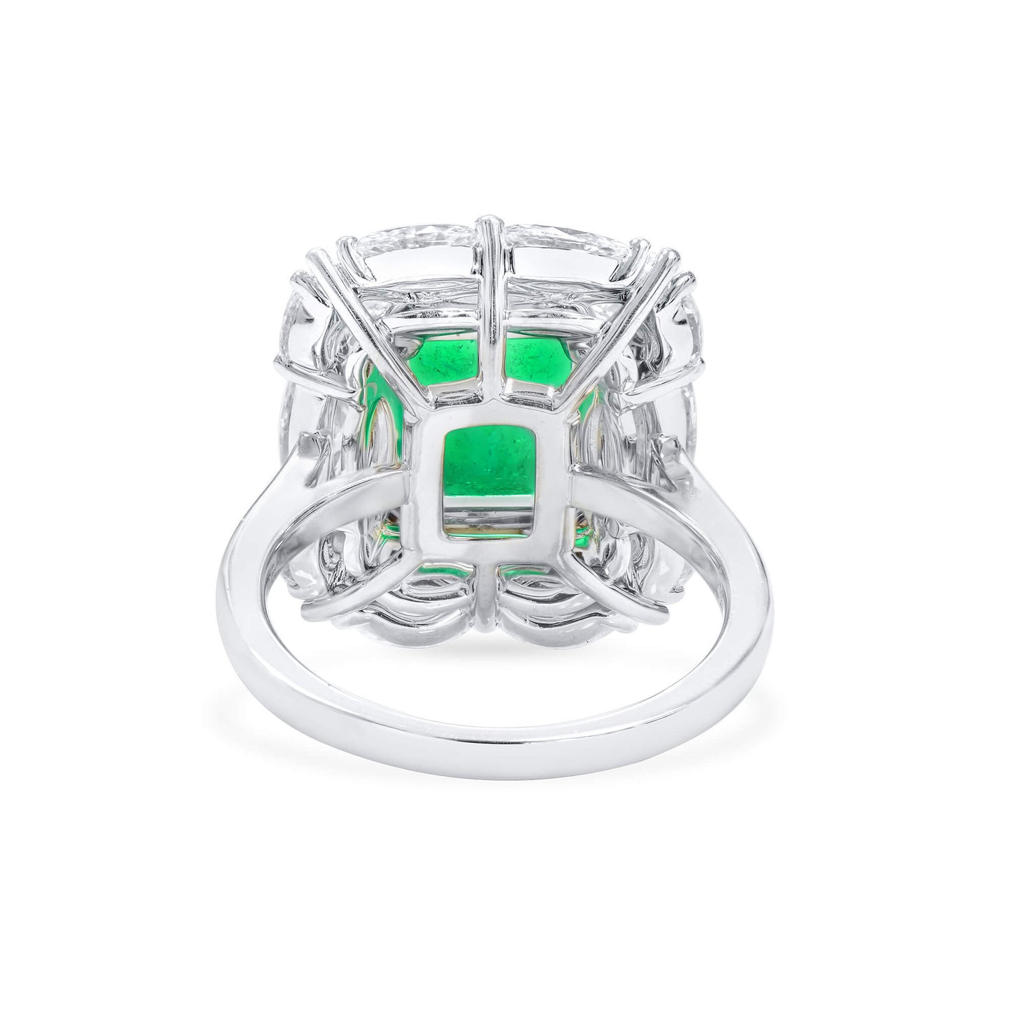 Natural Colombian Emerald & Diamond Halo Ring, 18K White Gold, Emerald Shape, 8.32 Ct. TW