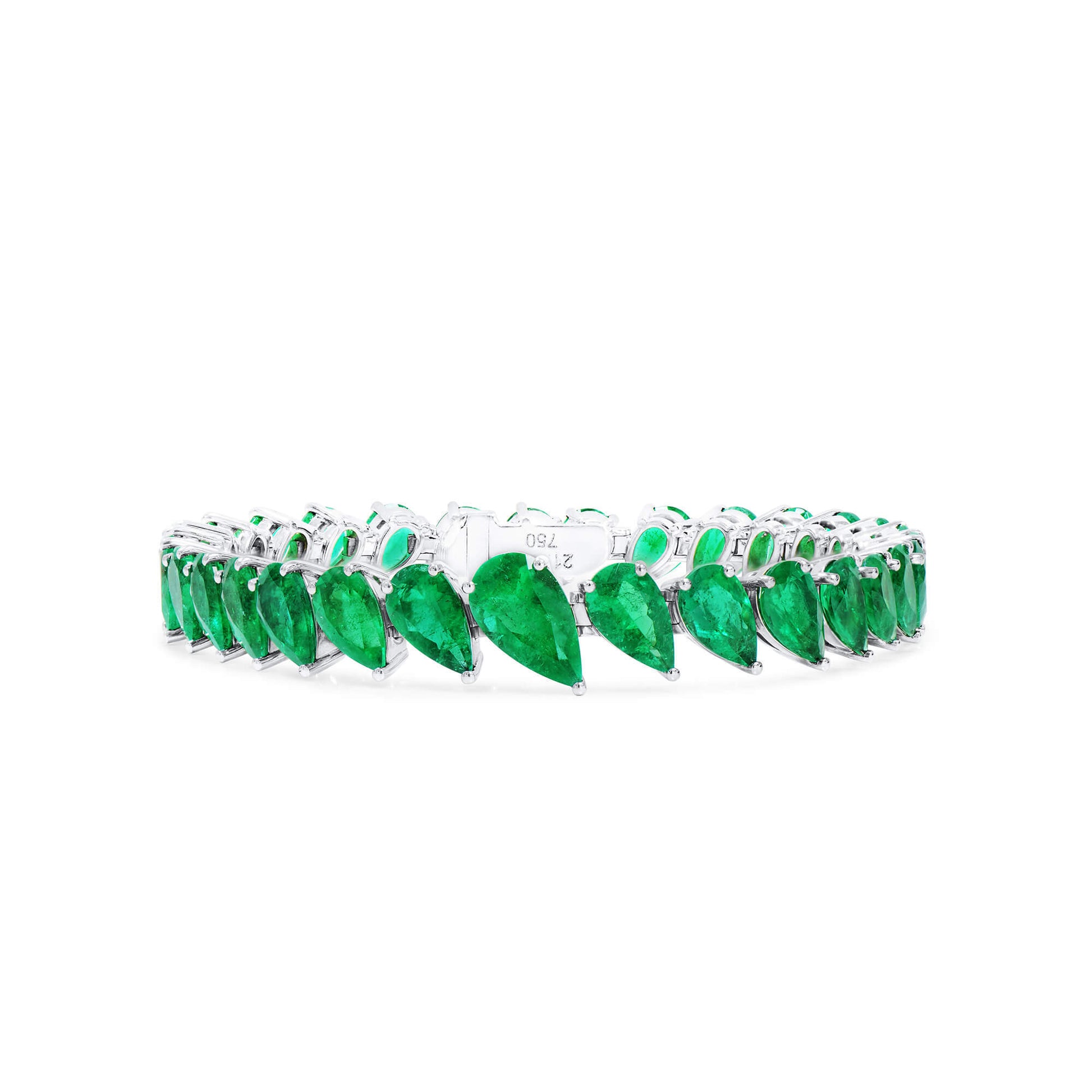 Natural Green Emerald Bracelet, 21.23 Ct. TW, Pear shape, GRS Certified