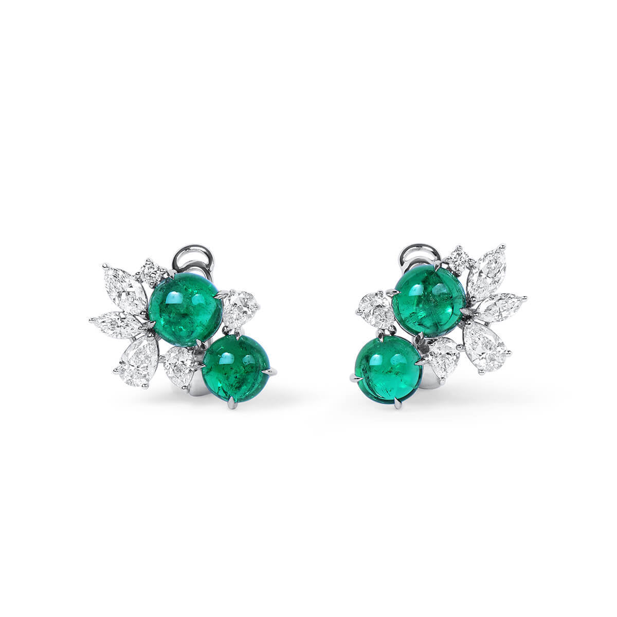Natural Green Emerald Earrings, 5.79 Ct. TW, Round shape, GRS Certified