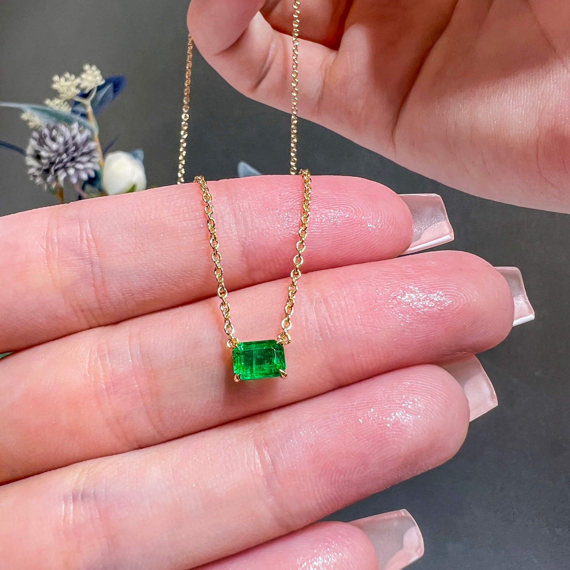 Natural Green Emerald Pendant, 0.52 Ct. TW